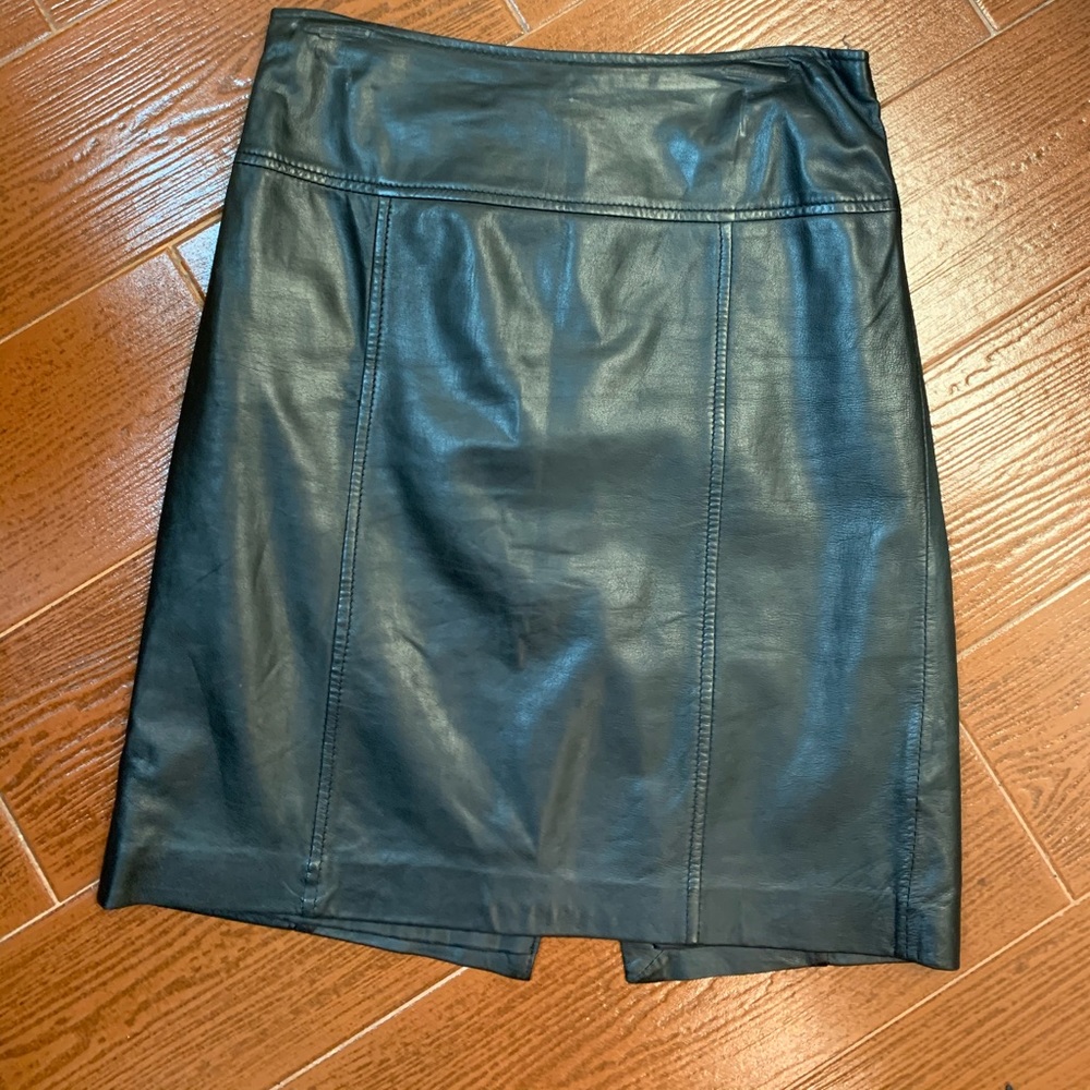 Saks Fifth Avenue Black Leather Pencil Skirt